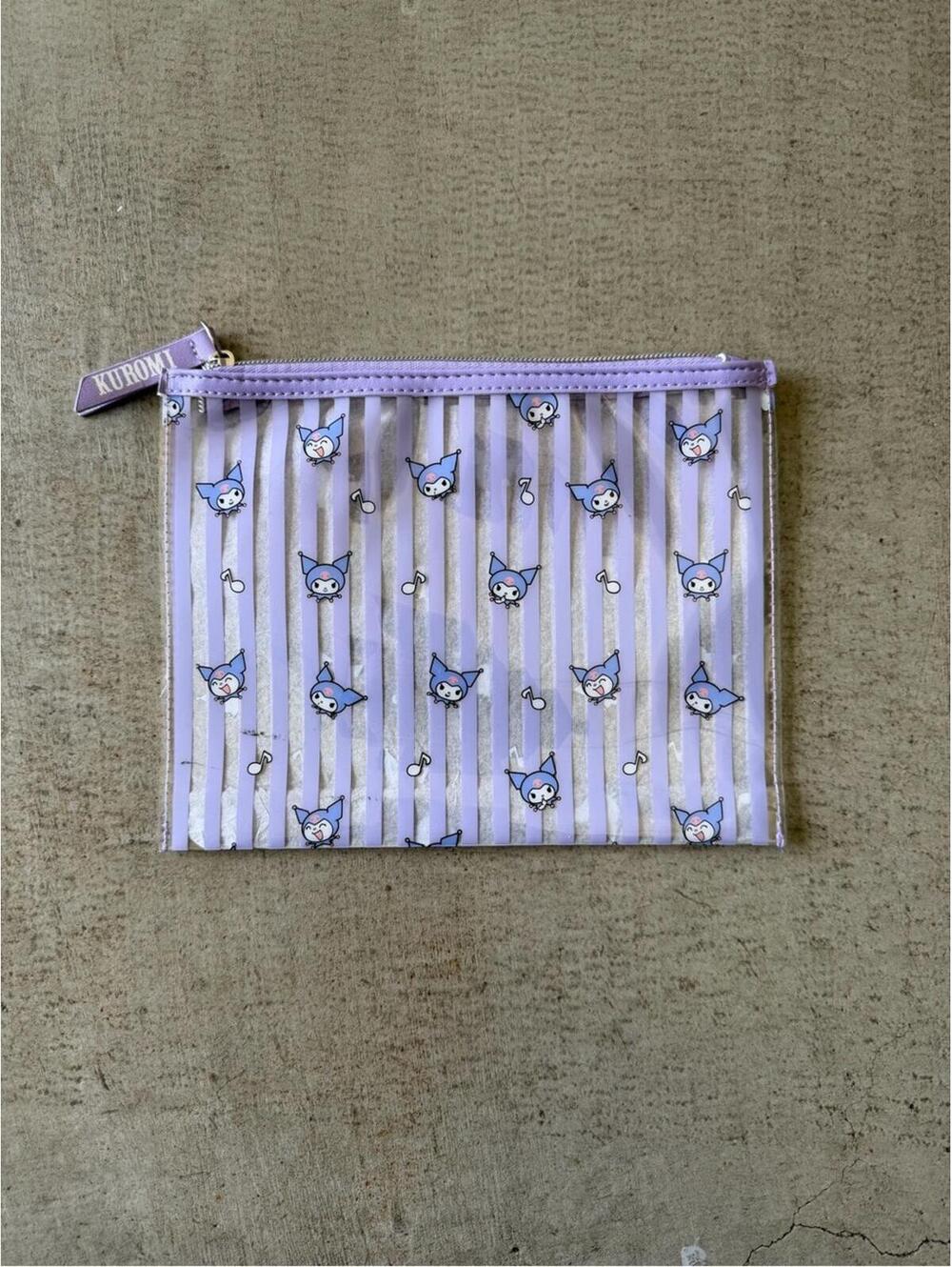 Sanrio Kuromi Lavender and White Striped Cosmetic Pouch